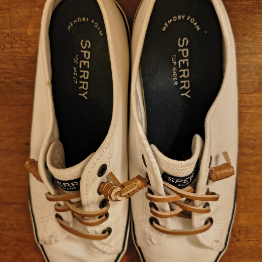 Sperry Men's Cream Canvas Boat Shoes